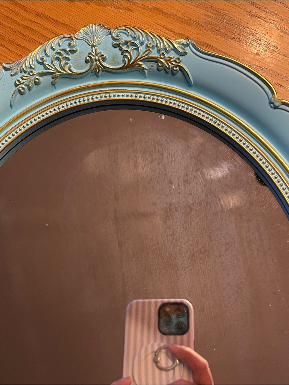 Decorative Vintage-Style Round Wall Mirror in Turquoise 🌼 - Picture 2 of 7